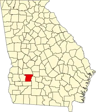 Locatie van Lee County in Georgia