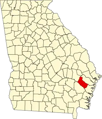 Locatie van Long County in Georgia