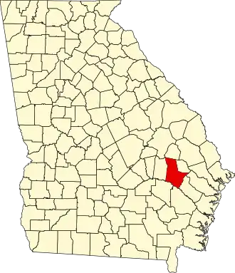Locatie van Tattnall County in Georgia