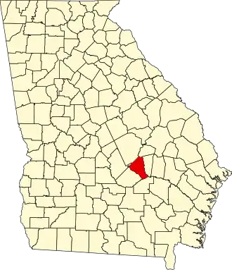 Locatie van Wheeler County in Georgia