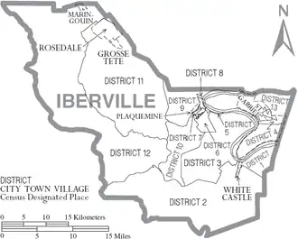Kaart van Iberville Parish