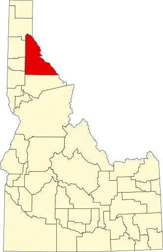 Locatie van Shoshone County in Idaho