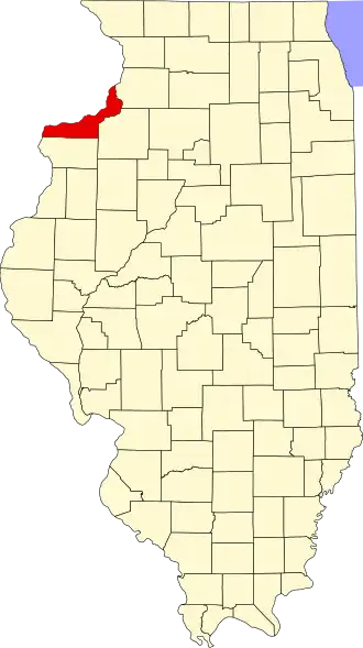 Locatie van Rock Island County in Illinois