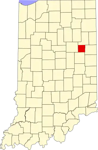 Locatie van Blackford County in Indiana