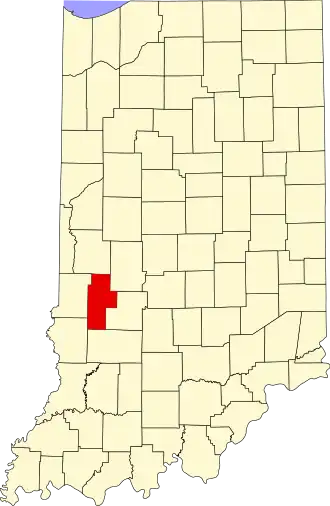 Locatie van Clay County in Indiana