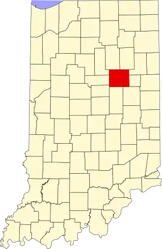 Locatie van Grant County in Indiana