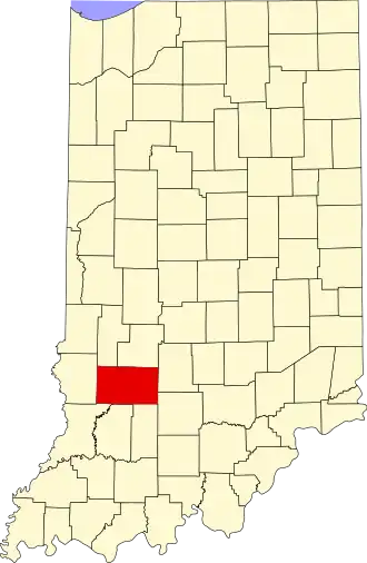 Locatie van Greene County in Indiana