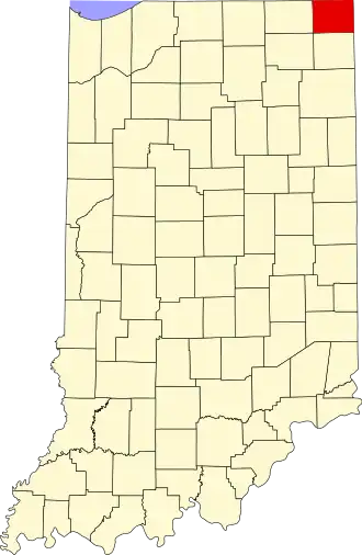 Locatie van Steuben County in Indiana