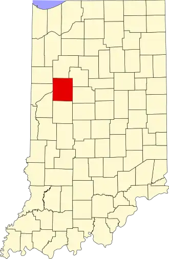 Locatie van Tippecanoe County in Indiana