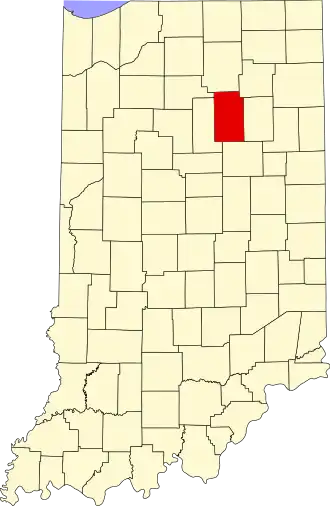 Locatie van Wabash County in Indiana