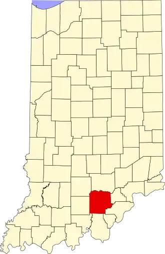 Locatie van Washington County in Indiana