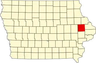 Locatie van Jones County in Iowa