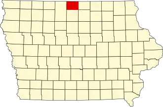 Locatie van Winnebago County in Iowa