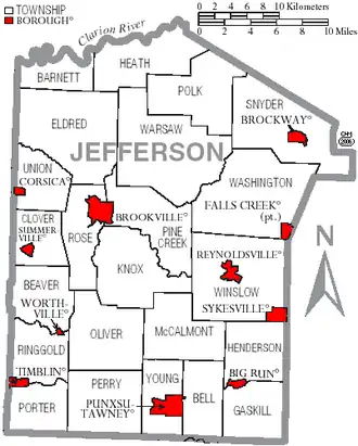Kaart van Jefferson County