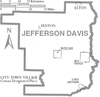 Kaart van Jefferson Davis Parish
