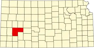 Locatie van Finney County in Kansas