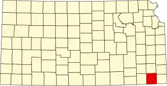 Locatie van Labette County in Kansas