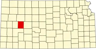 Locatie van Lane County in Kansas