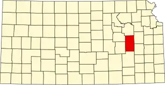 Locatie van Lyon County in Kansas