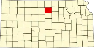 Locatie van Mitchell County in Kansas