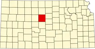 Locatie van Russell County in Kansas