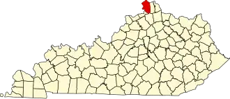 Locatie van Boone County in Kentucky