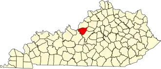 Locatie van Bullitt County in Kentucky