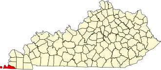Locatie van Fulton County in Kentucky