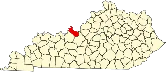 Locatie van Meade County in Kentucky