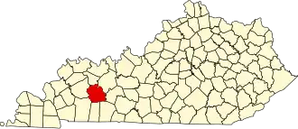 Locatie van Muhlenberg County in Kentucky