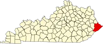 Locatie van Pike County in Kentucky