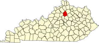Locatie van Scott County in Kentucky