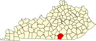 Locatie van Wayne County in Kentucky