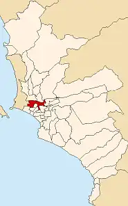 Locatie van het district Lima in de provincie Lima