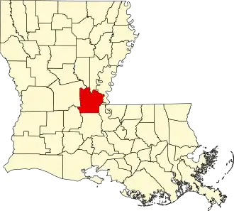 Locatie van Avoyelles Parish in Louisiana