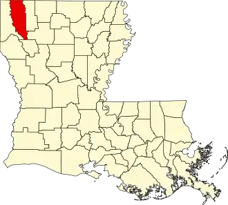 Locatie van Bossier Parish in Louisiana
