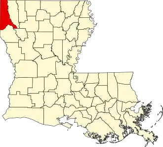 Locatie van Caddo Parish in Louisiana