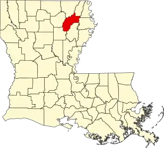 Locatie van Richland Parish in Louisiana