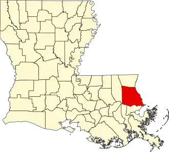 Locatie van St. Tammany Parish in Louisiana