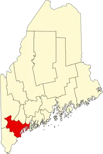 Locatie van Cumberland County in Maine