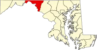 Locatie van Washington County in Maryland