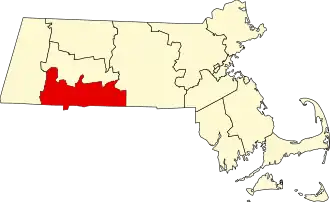 Locatie van Hampden County in Massachusetts