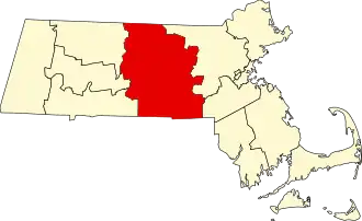 Locatie van Worcester County in Massachusetts