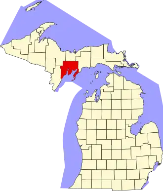 Locatie van Delta County in Michigan