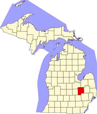 Locatie van Genesee County in Michigan