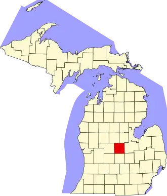 Locatie van Gratiot County in Michigan