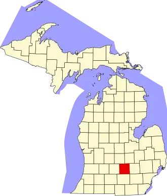 Locatie van Ingham County in Michigan