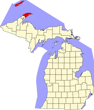 Locatie van Keweenaw County in Michigan