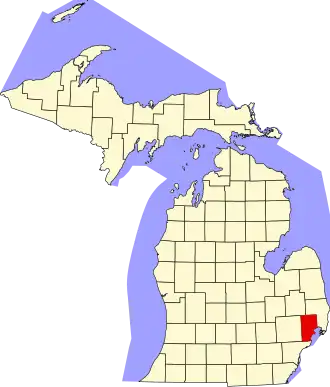 Locatie van Macomb County in Michigan