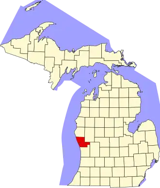 Locatie van Muskegon County in Michigan